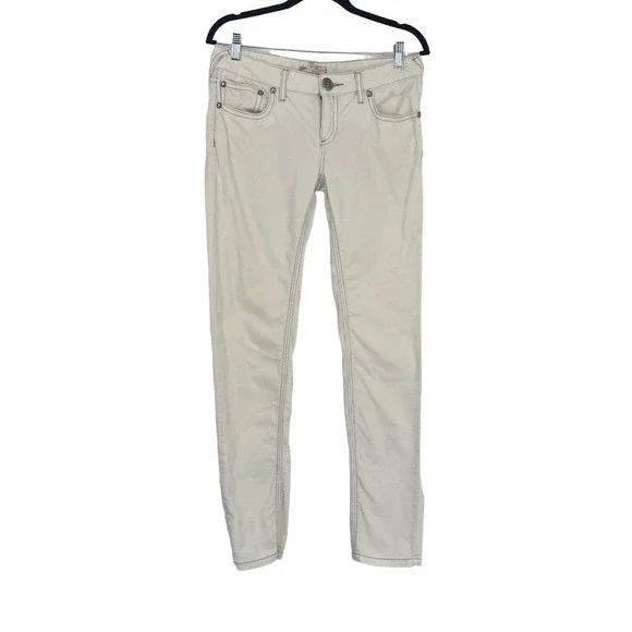 Free People Women's Off White Stretch Skinny Mid Rise Corduroy Pants Size W 30 - Picture 2 of 9